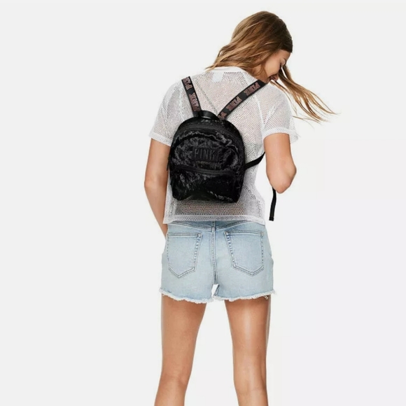 PINK VICTORIA'S SECRET MINI VELVET BACKPACK - Picture 2 of 5